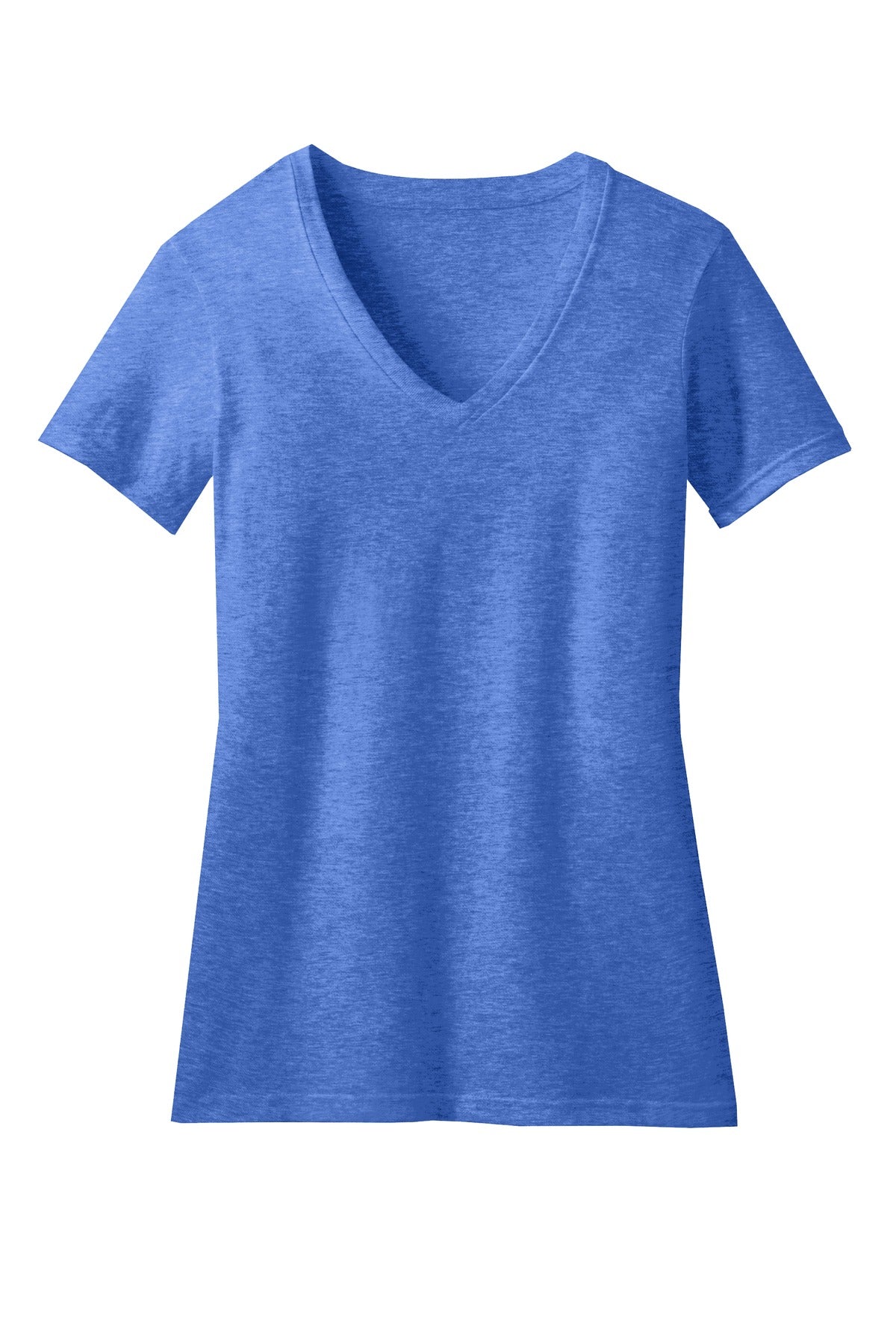 District Women's Perfect Blend CVC V-Neck Tee DM1190L Heathered Royal