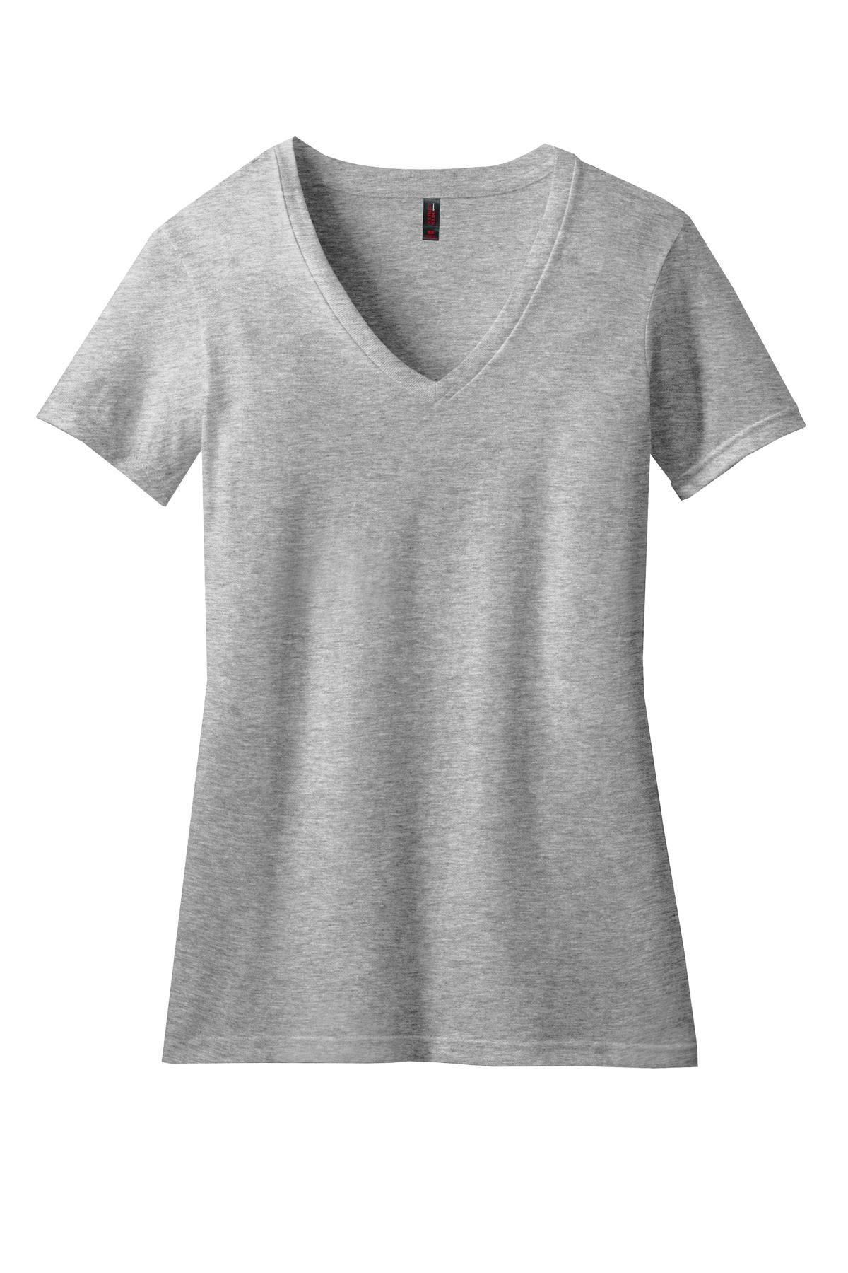 District Women's Perfect Blend CVC V-Neck Tee DM1190L Light Heather Grey