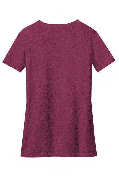 District Women's Perfect Blend CVC V-Neck Tee DM1190L Raspberry Fleck