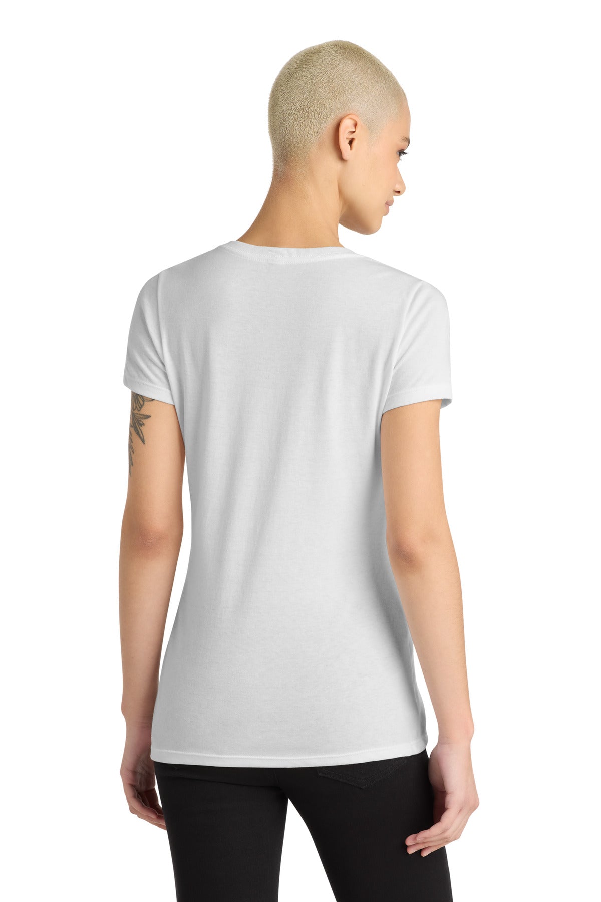 District Women's Perfect Blend CVC V-Neck Tee DM1190L White