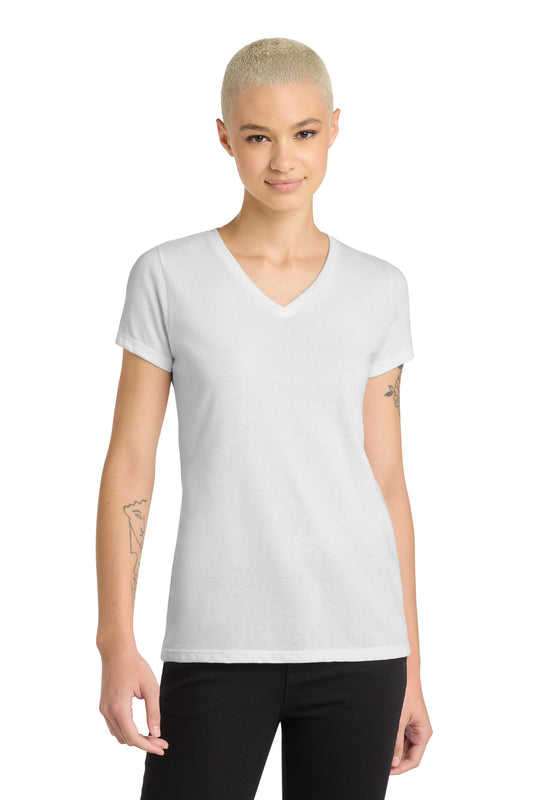 District Women's Perfect Blend CVC V-Neck Tee DM1190L White