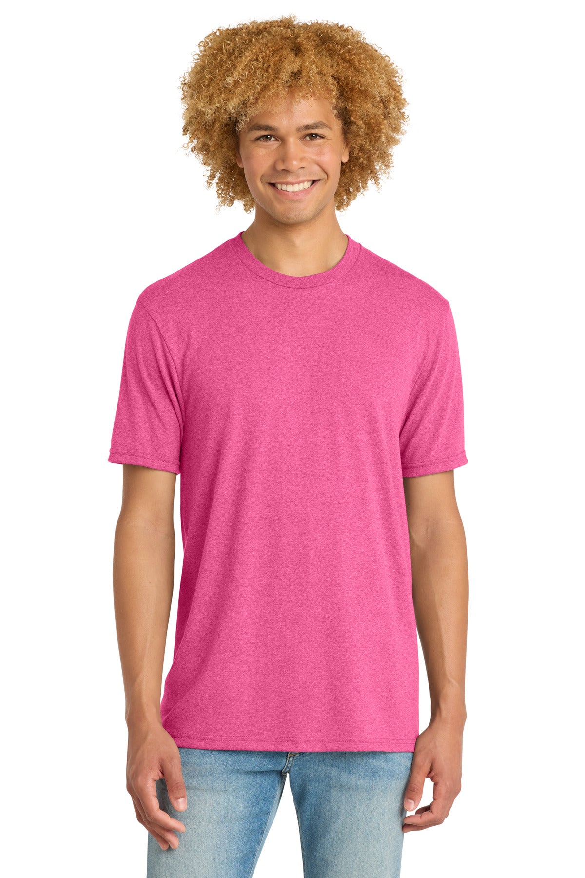 District Perfect Tri DTG Tee DM130DTG Fuchsia Frost