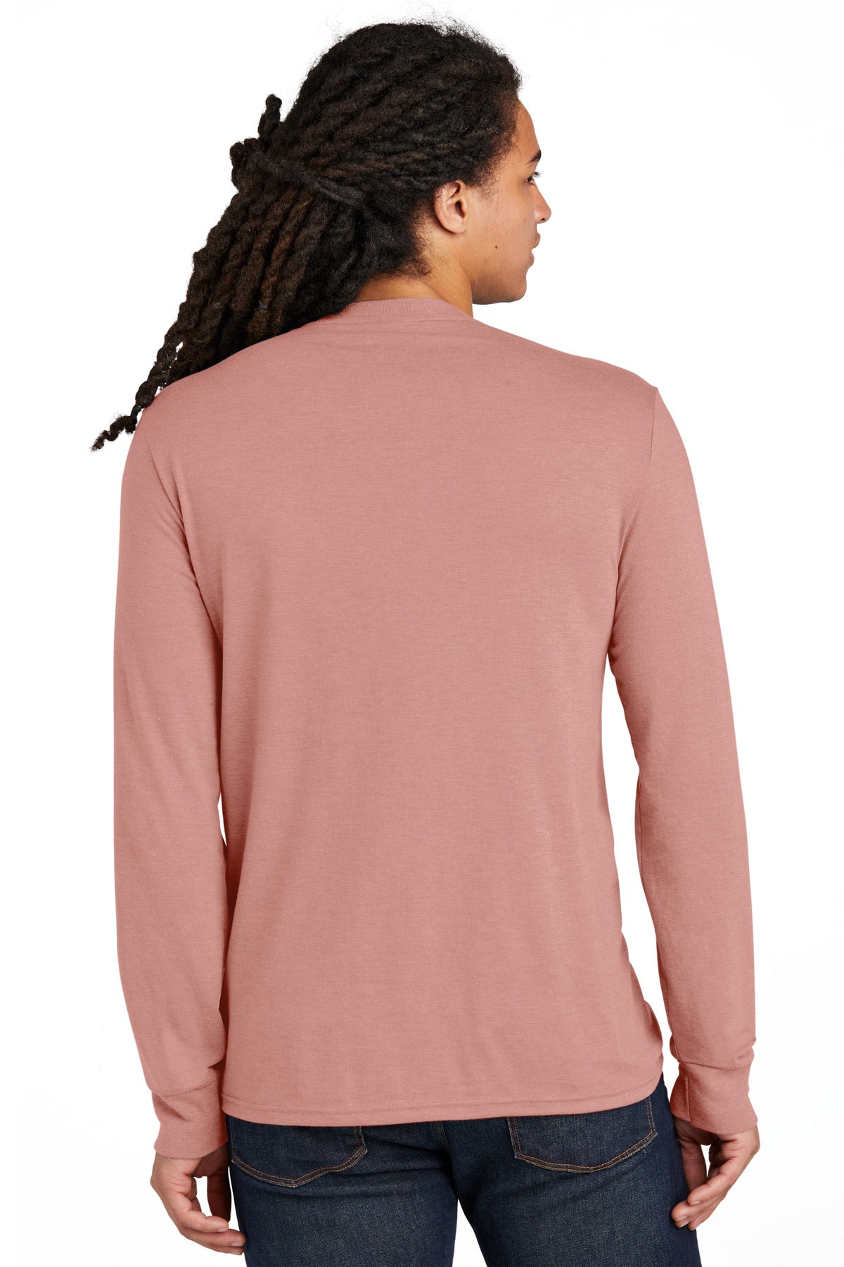 District Perfect Tri Long Sleeve Tee  DM132 Blush Frost