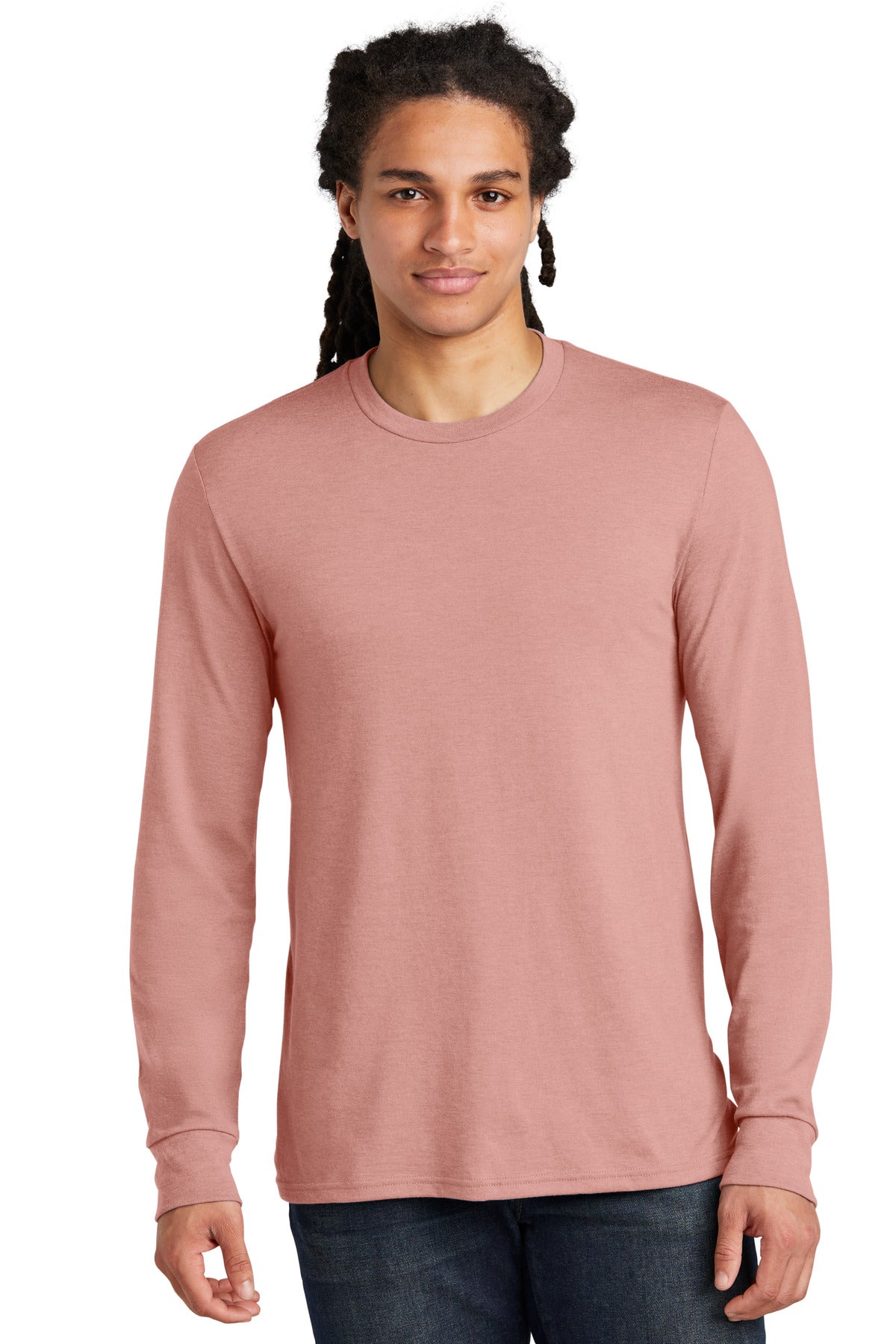 District Perfect Tri Long Sleeve Tee  DM132 Blush Frost
