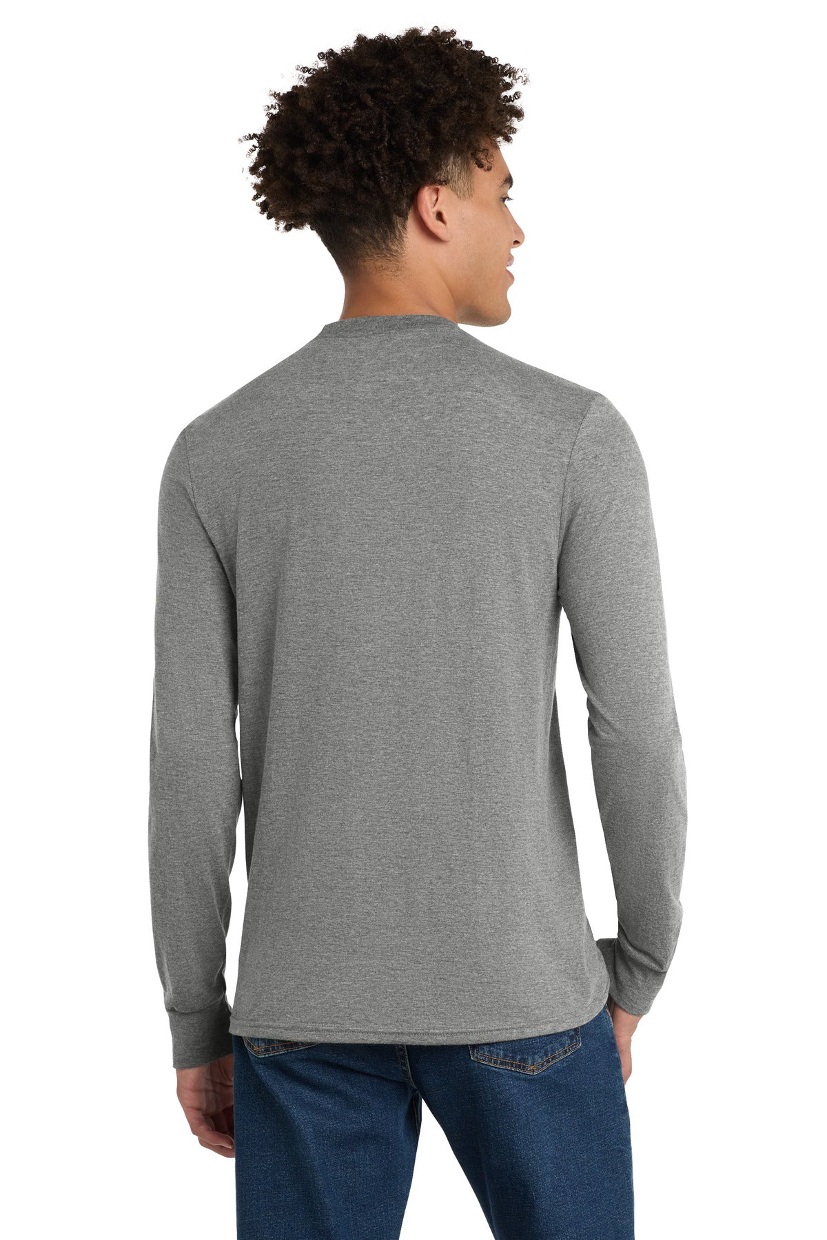 District Perfect Tri Long Sleeve Tee  DM132 Grey Frost