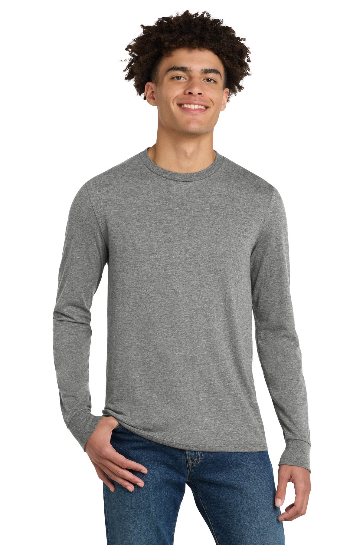 District Perfect Tri Long Sleeve Tee  DM132 Grey Frost