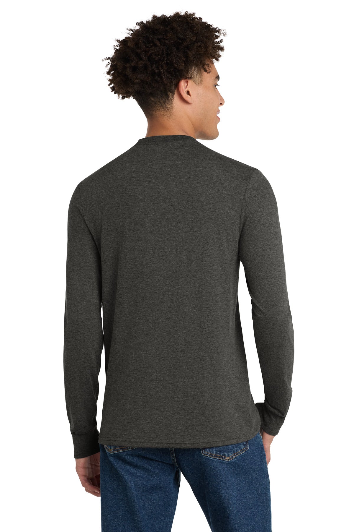 District Perfect Tri Long Sleeve Tee  DM132 Heathered Charcoal