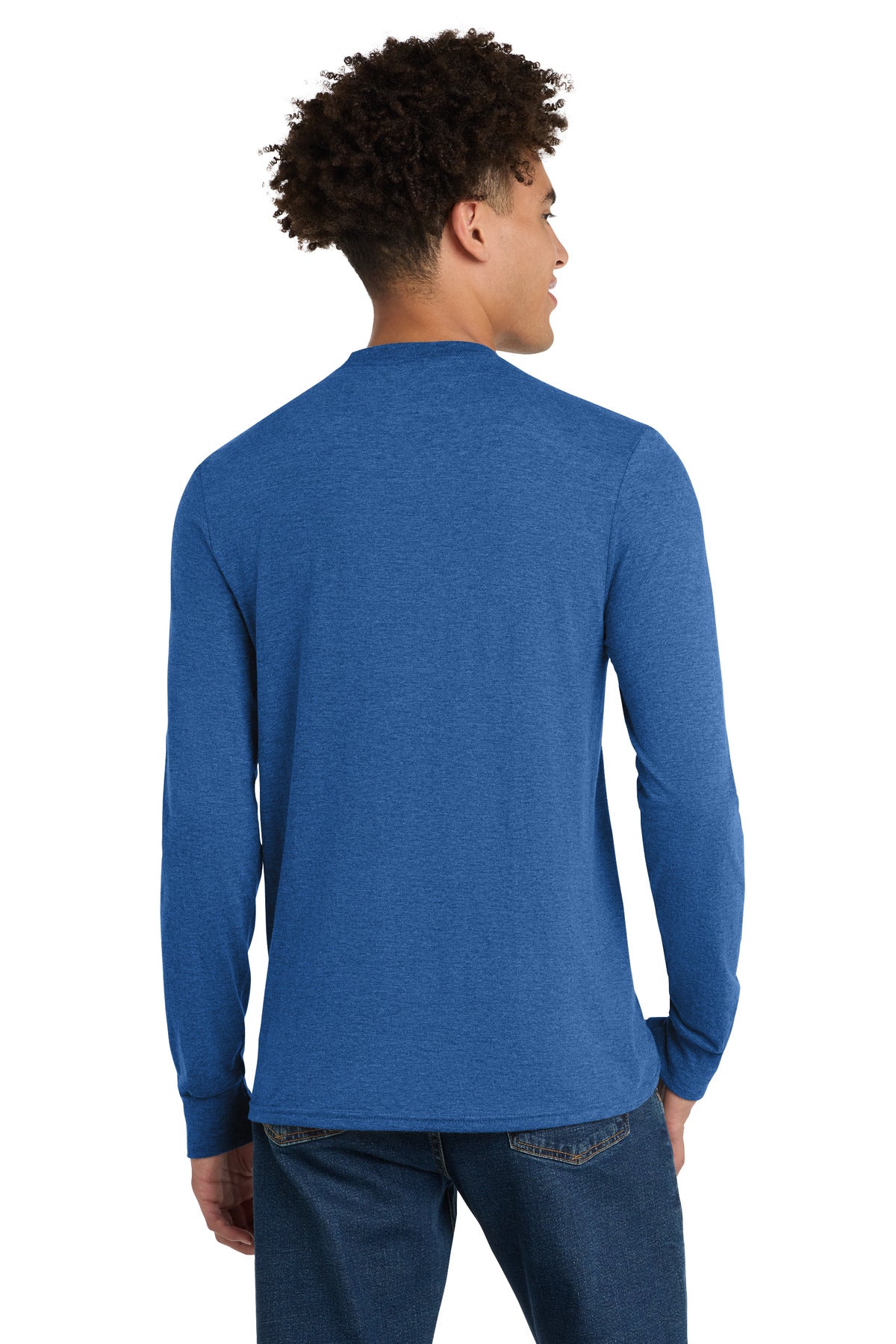 District Perfect Tri Long Sleeve Tee  DM132 Royal Frost