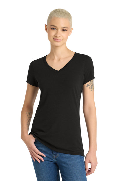District Women's Perfect Tri V-Neck Tee DM1350L Black