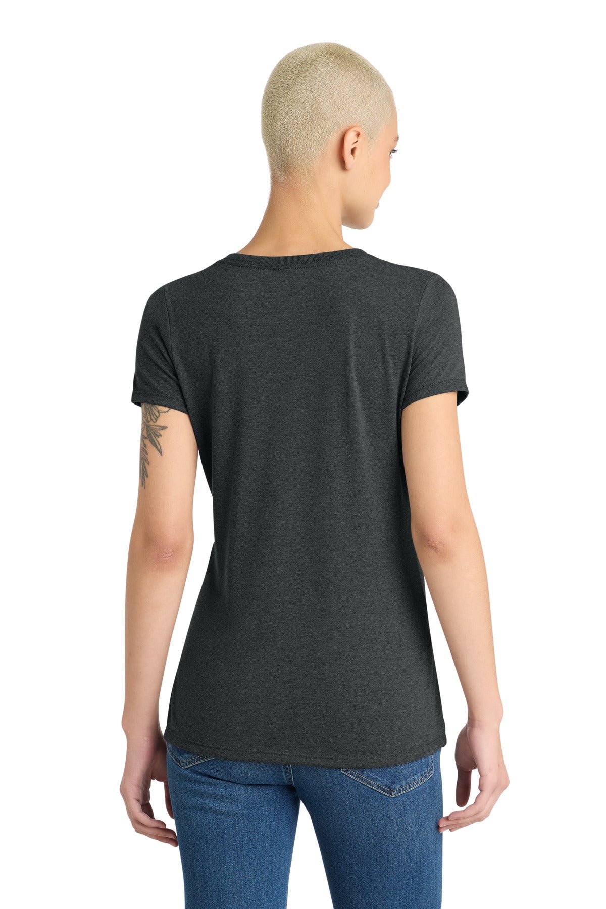District Women's Perfect Tri V-Neck Tee DM1350L Black Frost