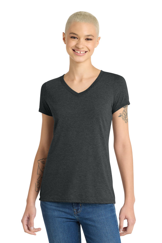 District Women's Perfect Tri V-Neck Tee DM1350L Black Frost