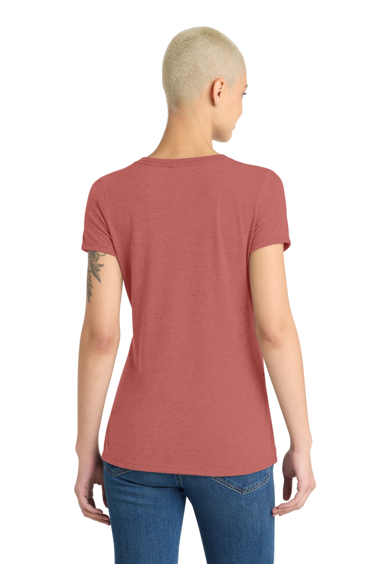 District Women's Perfect Tri V-Neck Tee DM1350L Blush Frost