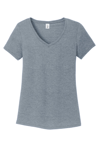 District Women's Perfect Tri V-Neck Tee DM1350L Flint Blue Heather