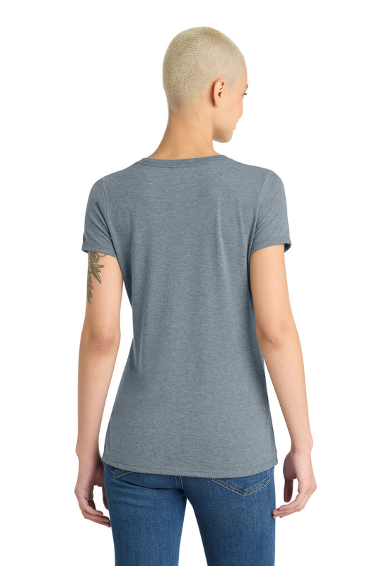 District Women's Perfect Tri V-Neck Tee DM1350L Flint Blue Heather