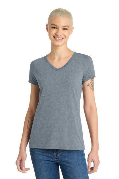 District Women's Perfect Tri V-Neck Tee DM1350L Flint Blue Heather