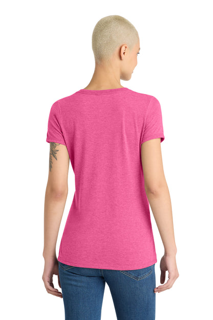 District Women's Perfect Tri V-Neck Tee DM1350L Fuchsia Frost