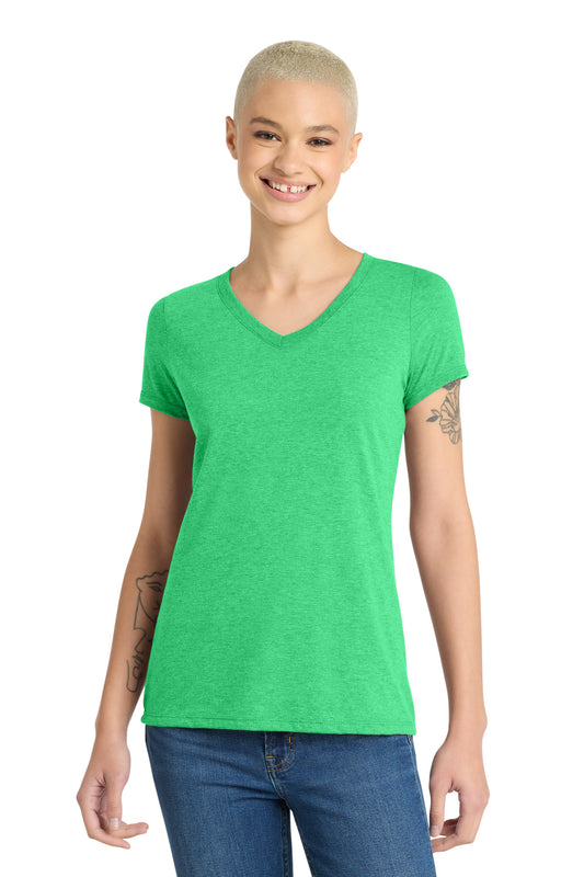 District Women's Perfect Tri V-Neck Tee DM1350L Green Frost