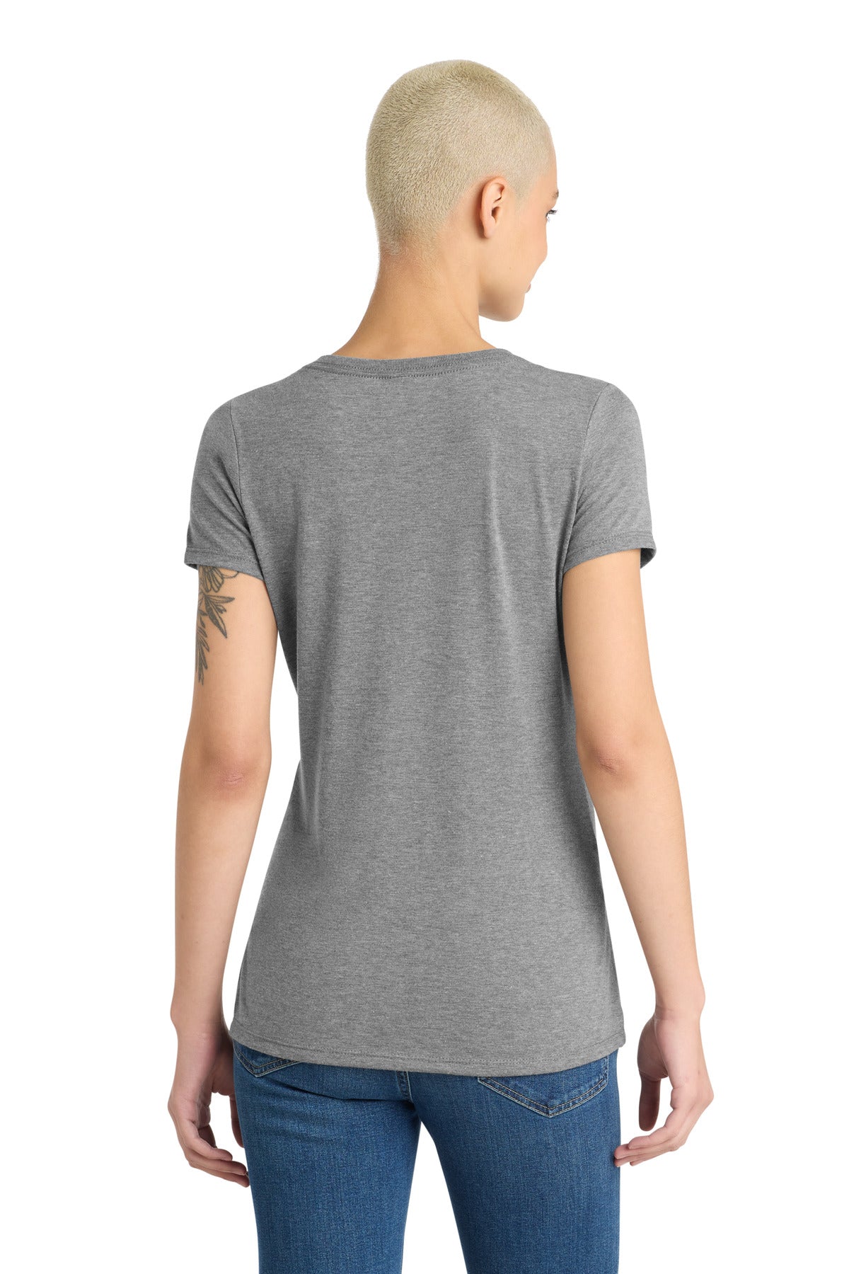 District Women's Perfect Tri V-Neck Tee DM1350L Grey Frost