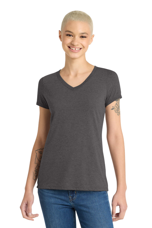 District Women's Perfect Tri V-Neck Tee DM1350L Heathered Charcoal