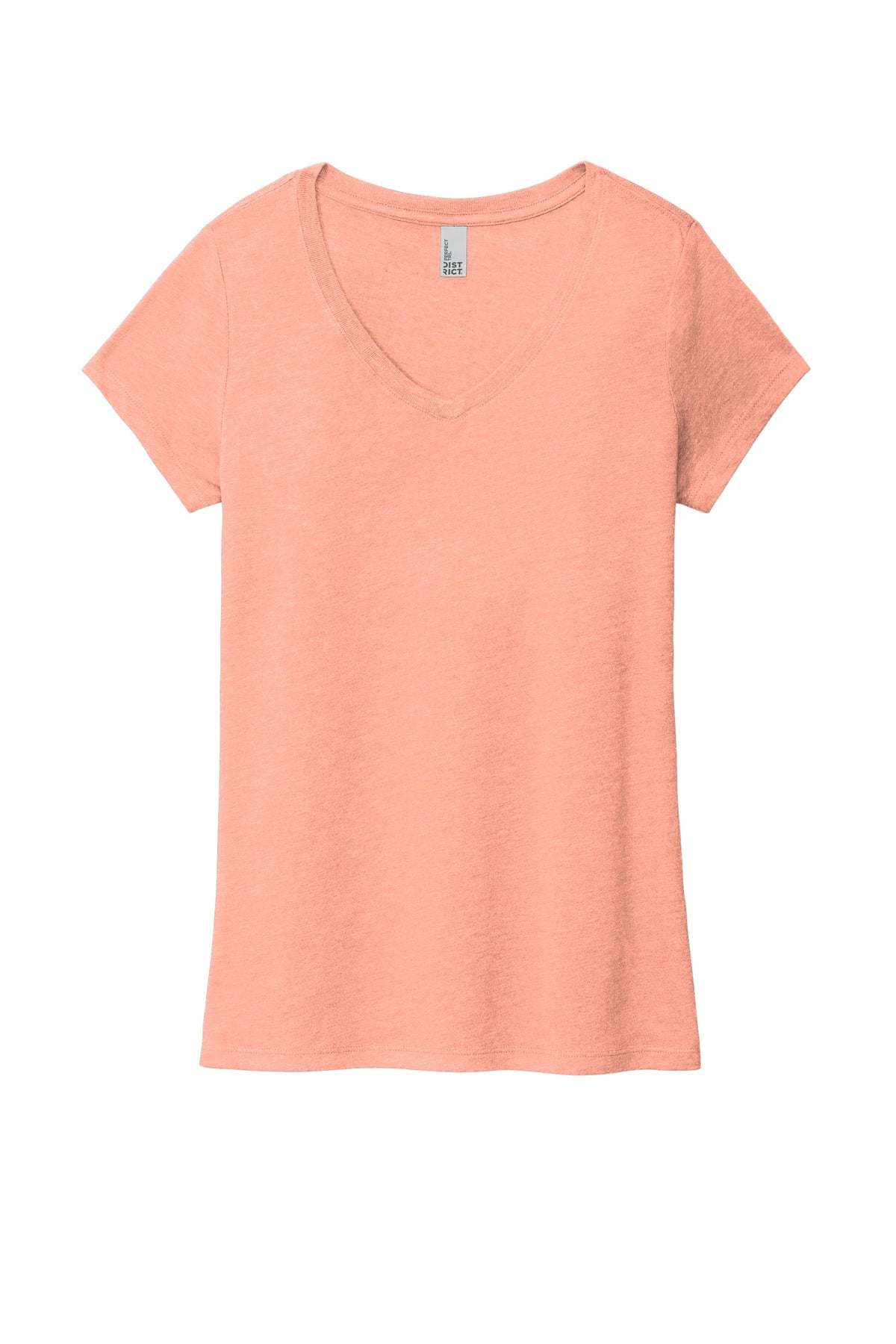District Women's Perfect Tri V-Neck Tee DM1350L Heathered Dusty Peach