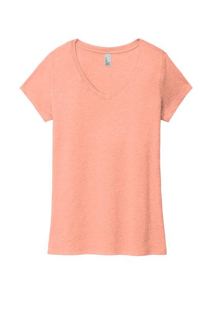 District Women's Perfect Tri V-Neck Tee DM1350L Heathered Dusty Peach