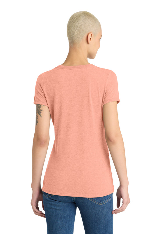 District Women's Perfect Tri V-Neck Tee DM1350L Heathered Dusty Peach