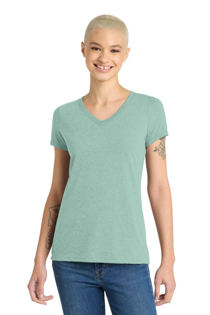 District Women's Perfect Tri V-Neck Tee DM1350L Heathered Dusty Sage