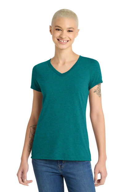 District Women's Perfect Tri V-Neck Tee DM1350L Heathered Teal