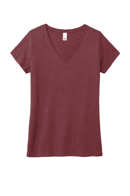 District Women's Perfect Tri V-Neck Tee DM1350L Maroon Frost