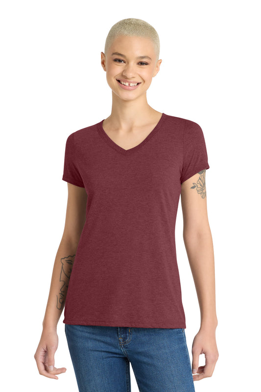 District Women's Perfect Tri V-Neck Tee DM1350L Maroon Frost