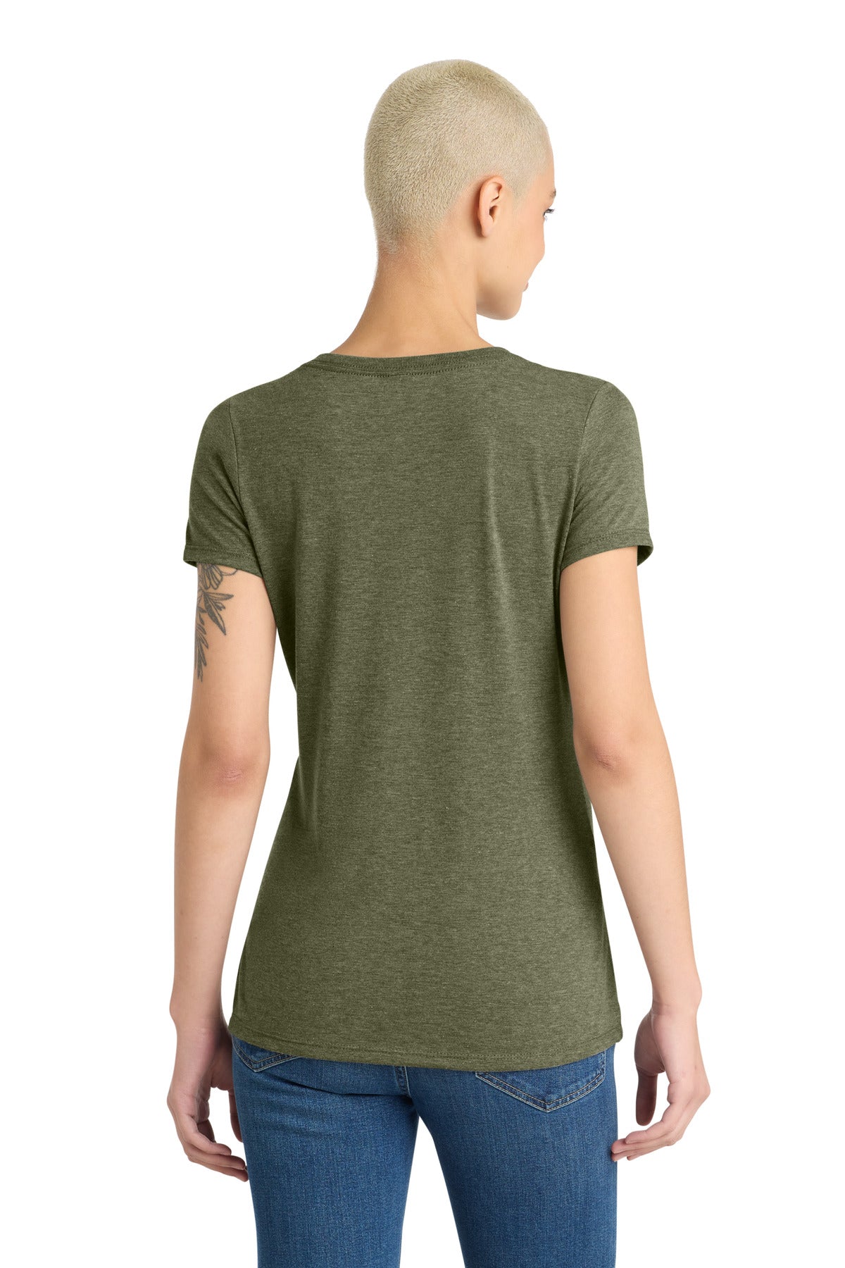 District Women's Perfect Tri V-Neck Tee DM1350L Military Green Frost