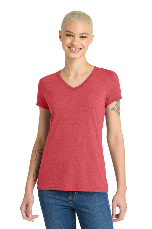 District Women's Perfect Tri V-Neck Tee DM1350L Red Frost