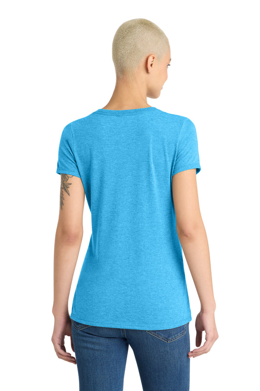 District Women's Perfect Tri V-Neck Tee DM1350L Turquoise Frost