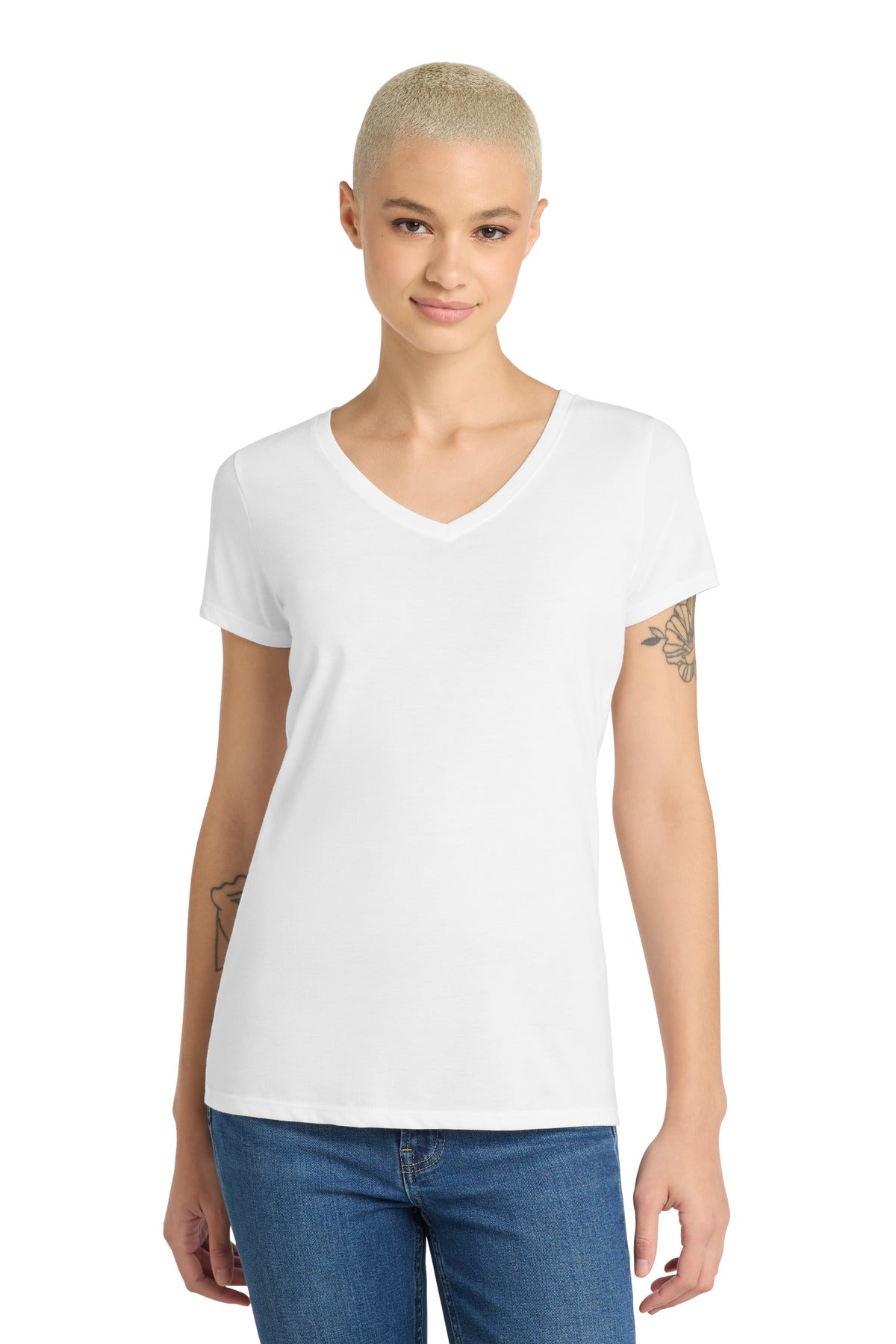 District Women's Perfect Tri V-Neck Tee DM1350L White