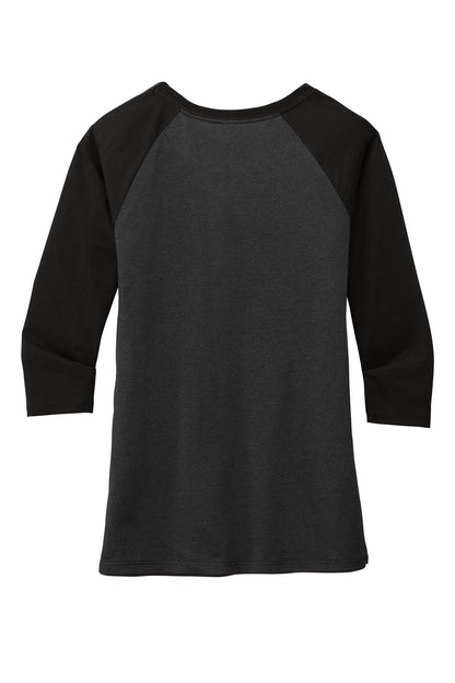 District Women's Perfect Tri 3/4-Sleeve Raglan DM136L Black/ Black Frost