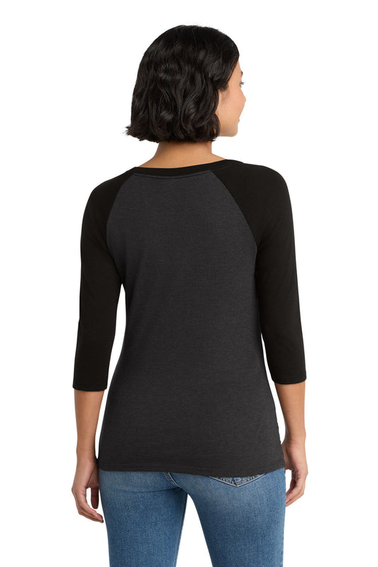 District Women's Perfect Tri 3/4-Sleeve Raglan DM136L Black/ Black Frost