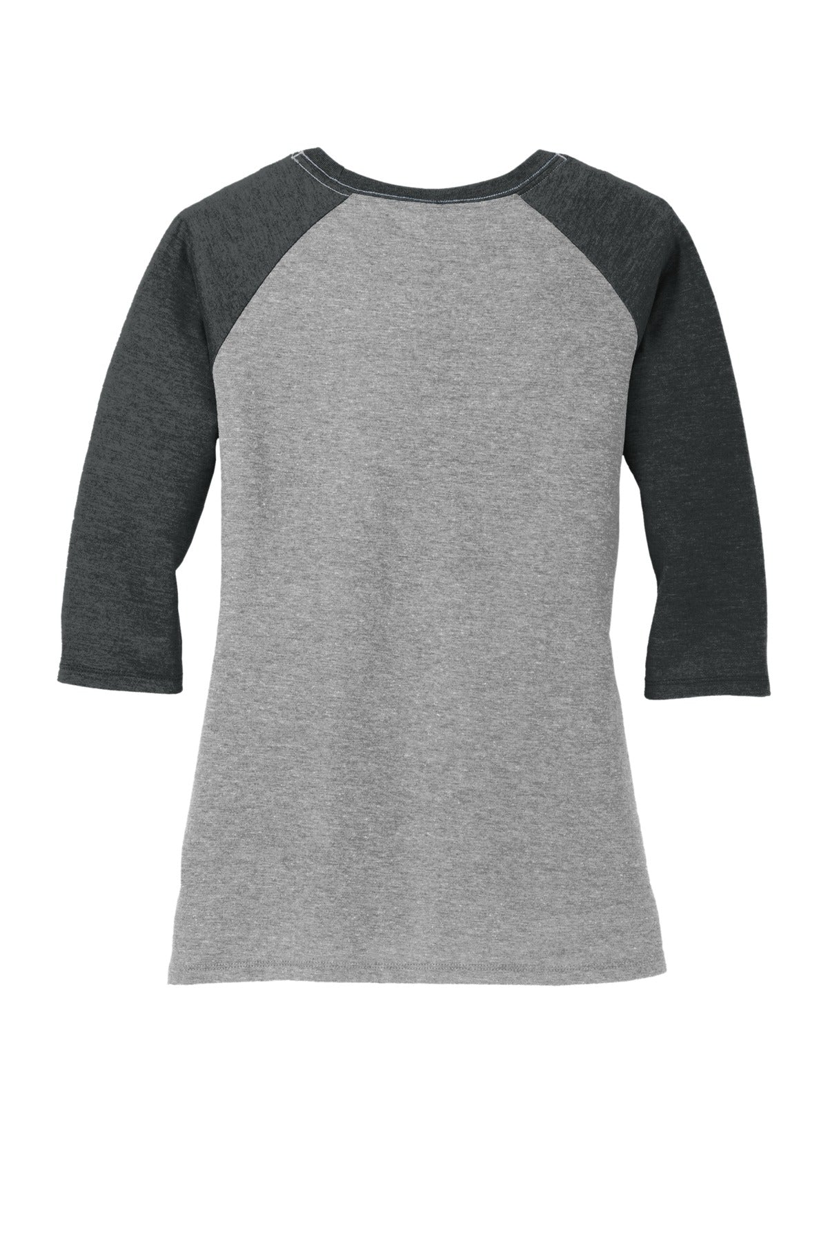 District Women's Perfect Tri 3/4-Sleeve Raglan DM136L Black Frost/ Grey Frost