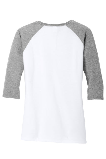 District Women's Perfect Tri 3/4-Sleeve Raglan DM136L Grey Frost/ White