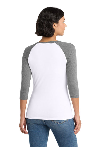 District Women's Perfect Tri 3/4-Sleeve Raglan DM136L Grey Frost/ White