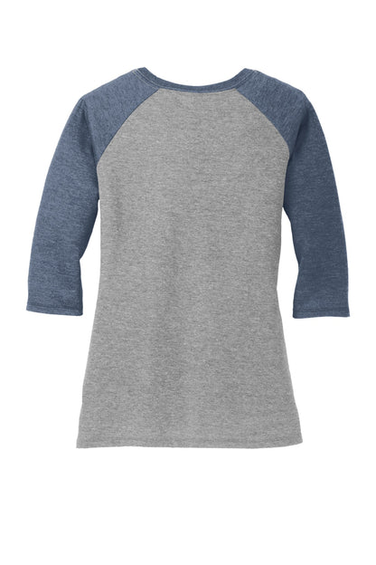 District Women's Perfect Tri 3/4-Sleeve Raglan DM136L Navy Frost/ Grey Frost