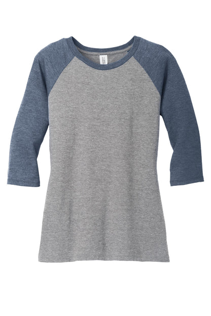 District Women's Perfect Tri 3/4-Sleeve Raglan DM136L Navy Frost/ Grey Frost