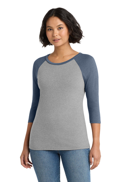 District Women's Perfect Tri 3/4-Sleeve Raglan DM136L Navy Frost/ Grey Frost