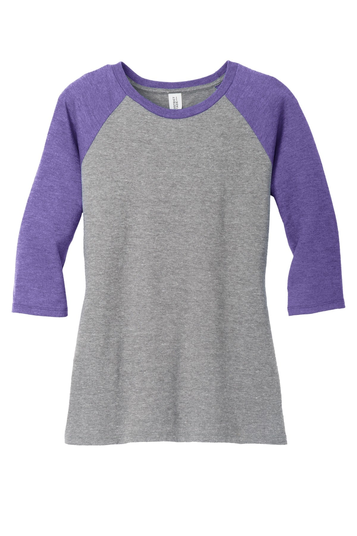 District Women's Perfect Tri 3/4-Sleeve Raglan DM136L Purple Frost/ Grey Frost