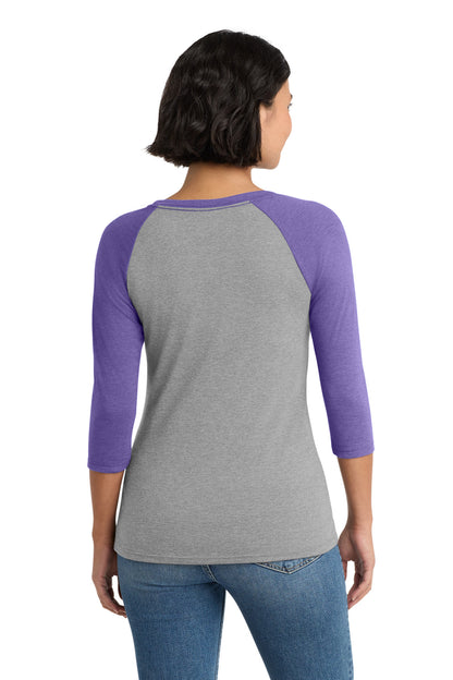 District Women's Perfect Tri 3/4-Sleeve Raglan DM136L Purple Frost/ Grey Frost