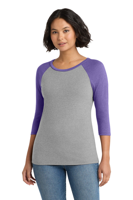 District Women's Perfect Tri 3/4-Sleeve Raglan DM136L Purple Frost/ Grey Frost