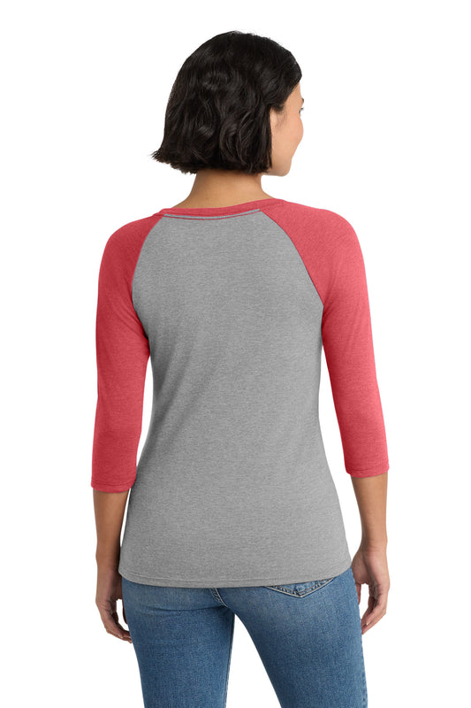 District Women's Perfect Tri 3/4-Sleeve Raglan DM136L Red Frost/ Grey Frost