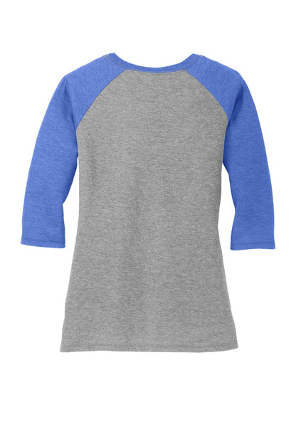 District Women's Perfect Tri 3/4-Sleeve Raglan DM136L Royal Frost/ Grey Frost