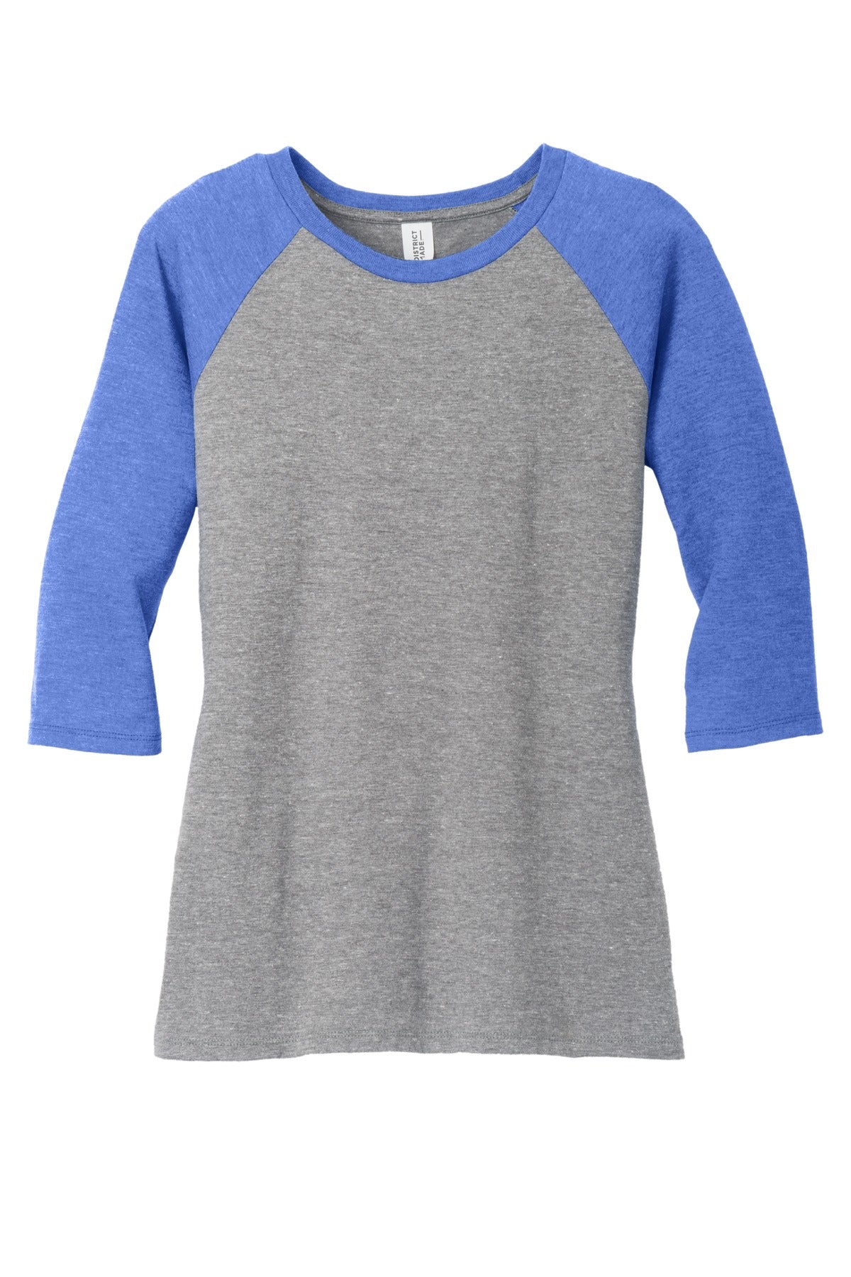 District Women's Perfect Tri 3/4-Sleeve Raglan DM136L Royal Frost/ Grey Frost