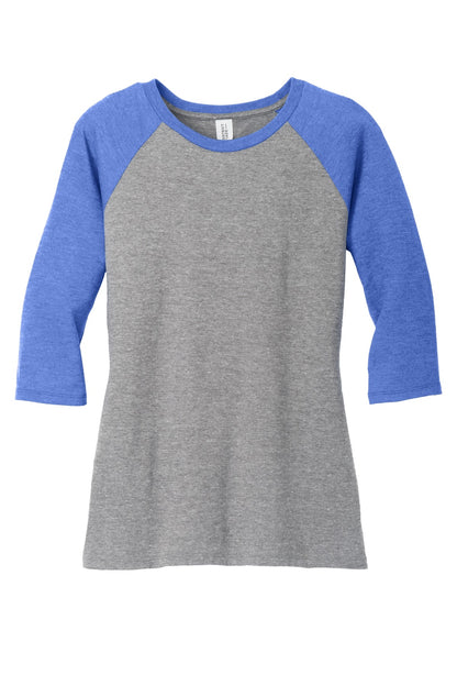 District Women's Perfect Tri 3/4-Sleeve Raglan DM136L Royal Frost/ Grey Frost