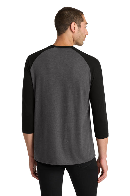 District Perfect Tri 3/4-Sleeve Raglan DM136 Black/ Black Frost